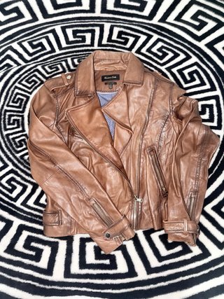 Chaqueta Cuero Marrón Massimo Dutti