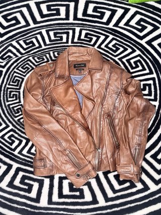 Chaqueta Cuero Marrón Massimo Dutti