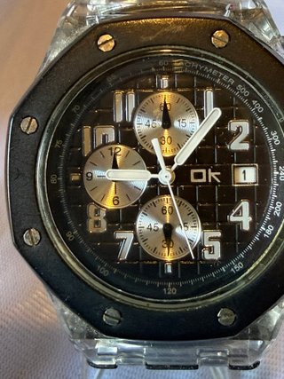 Orologio Uomo OK Kreado Cronografo Nero Argento