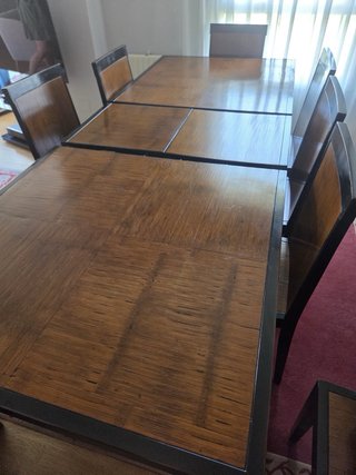 Mesa comedor extensible + 8 sillas madera