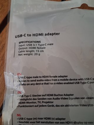 Adaptador USB-C Macho a HDMI Hembra