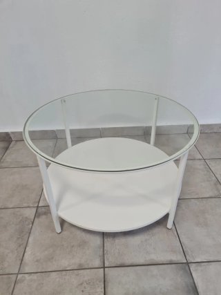Mesa de centro ovalada cristal y metal