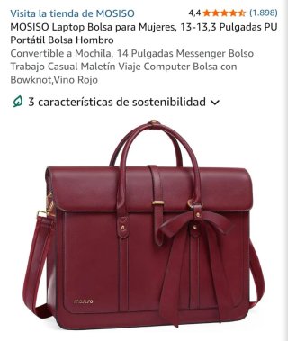 Bolso MOSISO para portátil mujer Vino Rojo