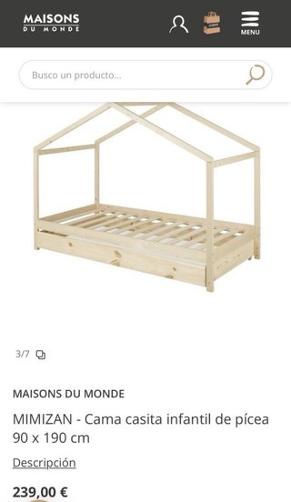 Cama casita infantil 90x190cm