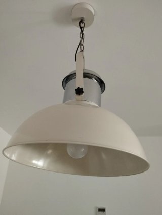 Lámpara colgante metal blanco y níquel