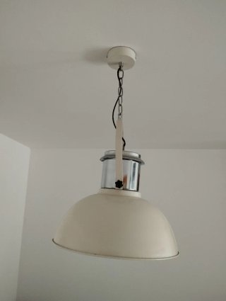 Lámpara colgante metal blanco y níquel