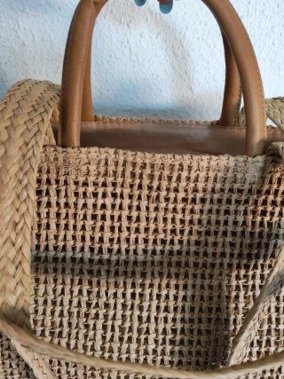 Bolso Grande YSL Paja Piel Beige Oro