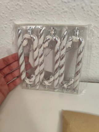Adornos Navideños Bastón Caramelo (Plata)