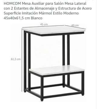 Mesa Auxiliar Salón 2 Estantes Diseño Moderno