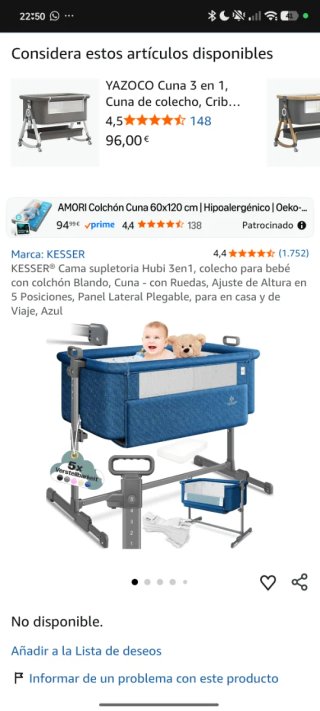 Cuna Kesser 3en1 colecho con colchón