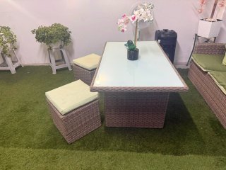 Conjunto Mesa y Sofás Jardín Ratán