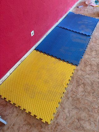 Suelo Tatami Puzzle Azul y Amarillo