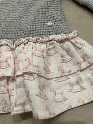 Vestido bebé Yoedu gris y rosa