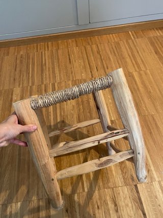 Taburete marroquí madera y yute