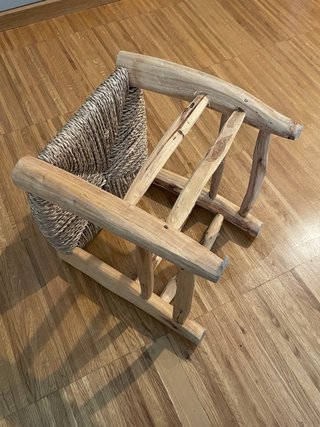 Taburete marroquí madera y yute