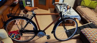 Bicicleta Clásica Madera y Cuero Marca Peugot