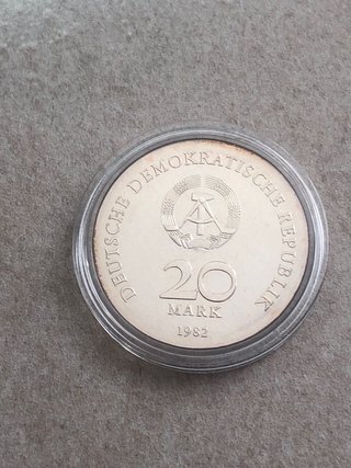Moneda de plata 20 Marcos Clara Zetkin  1982 ,SC.
