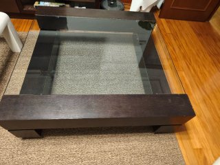 Mesa centro madera wengé y doble cristal