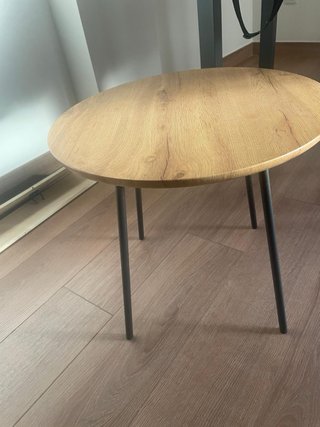 Mesa auxiliar redonda madera y metal