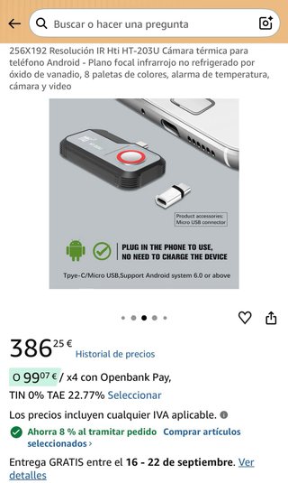 Cámara Termográfica HTI HT-203U-i Android