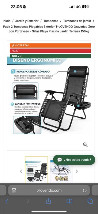 Pack 2 Tumbonas NUEVAS Plegables T-LOVENDO