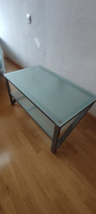 Mesa de centro cristal y metal