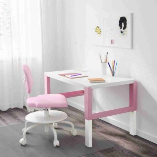 Mesa infantil IKEA PAHL rosa y blanca