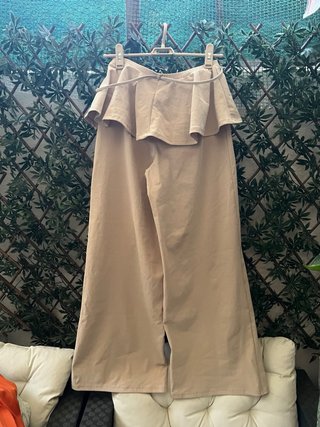 Pantalón ancho beige