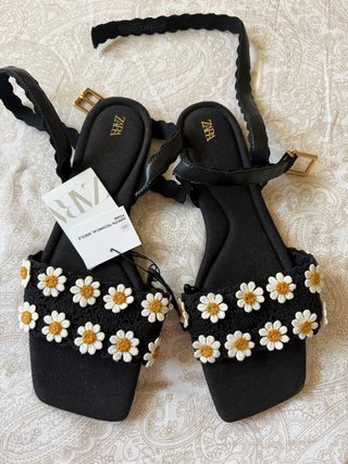 Sandalias Zara Flores Crochet
