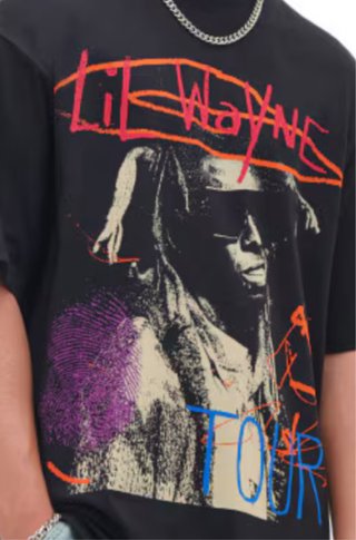 Camiseta Lil Wayne Tour Bershka Negra Multicolor