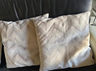 2 Cojines Terciopelo y Lino Beige/Marrón