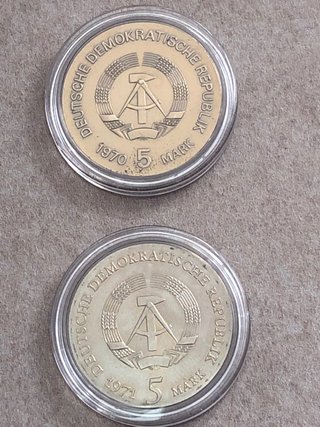 Dos Monedas de 5 marcos 1970 y 1971