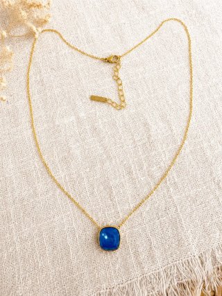 Collar con cristal Swarovski Azul Dorado