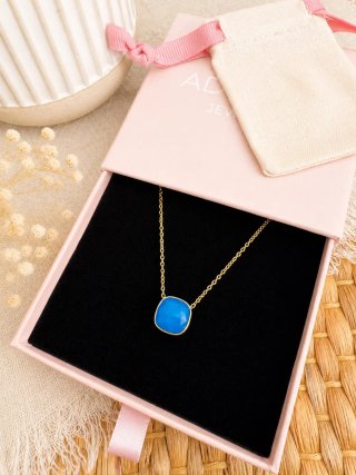 Collar con cristal Swarovski Azul Dorado
