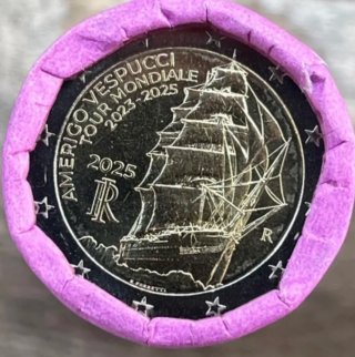 Moneda 2 euros Italia 2025 Amerigo Vespucci