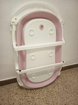 Bañera infantil plegable rosa y blanca