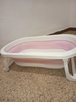 Bañera infantil plegable rosa y blanca