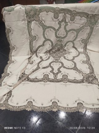 Copriletto Lino e Pizzo Cantù Antico