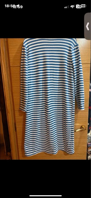 Chaqueta larga rayas azul y blanco Talla grande