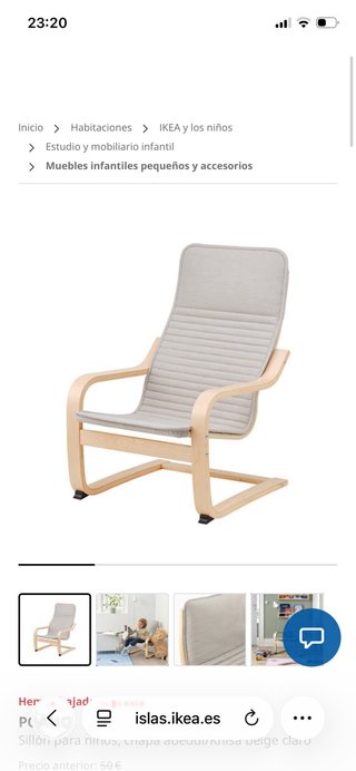 2 Sillón/hamaca infantil de madera y tela