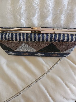 Bolso de fiesta lentejuelas azul y dorado