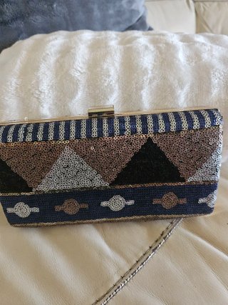 Bolso de fiesta lentejuelas azul y dorado
