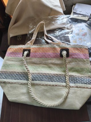 Bolso de playa tejido multicolor