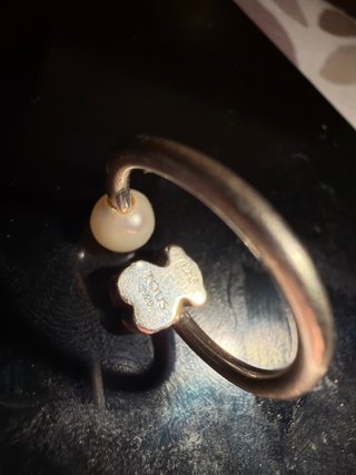 Anillo Tous Oso Perla Plata Ajustable