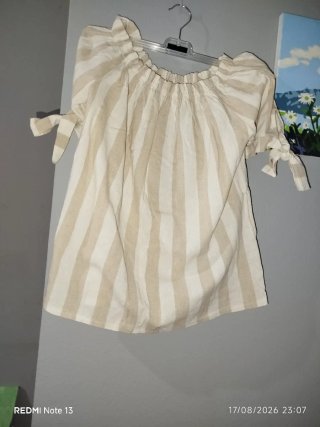 Blusa Rayas Beige/blanco