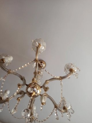 Lámpara araña vintage cristal y latón
