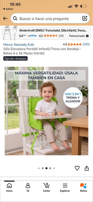 Silla elevadora / trona de viaje Nomady Kids