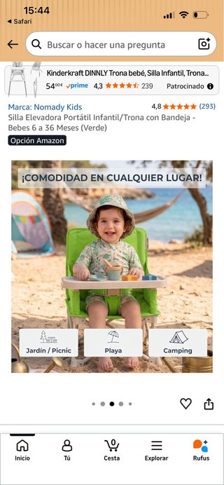 Silla elevadora / trona de viaje Nomady Kids
