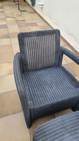 Conjunto Muebles Jardín Ratán Gris Oscuro