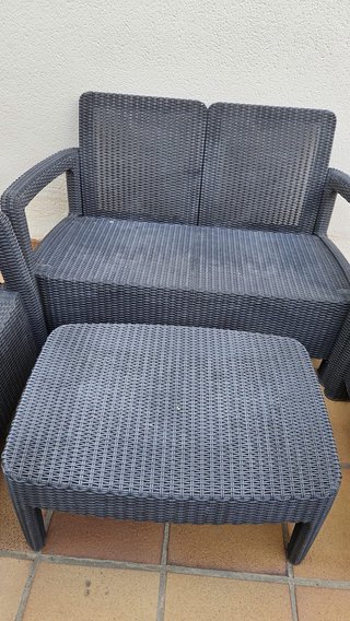 Conjunto Muebles Jardín Ratán Gris Oscuro